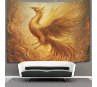 kaiyun Phoenix Rising from Flames Tapestry Wall Hanging Complex Feather Texture Wall Art for Living Room Bedroom Dorm 70cmx100cm