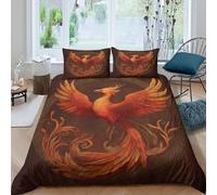 kaiyun Phoenix, The Immortal Bird 3D Duvet Cover, Bedding Sets, Microfibre 3 Piece Quilt Bed Set,Comforter Cover with Pillowcase Single（135x200cm）