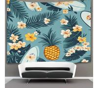 kaiyun Pineapple, Surfboard, Flowers Tapestry Wall Hanging,Hawaiian Pattern for Bedroom Decor Birthday Party Celebration Or Garden Backdrop 130cmx150cm