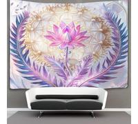 kaiyun Pink Lotus Tapestry Wall Tapestry Background Is The Flower of Life Tapestries Wall Hangings for Living Room Tapestries Decorative Wall Hanging for Bedroom 70cmx100cm