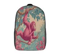 kaiyun Pink Orangutan in The Forest Backpack for School Kids Elementary Middle Travel Bag Boys Girls Lightweight Schoolbag 17inch