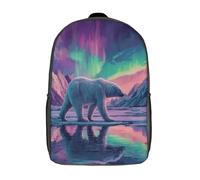 kaiyun Polar Bear Walking Teenagers Backpack Middle School Students Fantasy Arctic Landscape Bookbag Outdoor Daypack 17inch