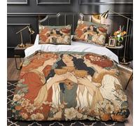 kaiyun Portrait of A Medieval Woman Toasting Printed Comforter Cover Set 3D Print Quilt Covers Microfibre Bedding 3 Pcs Set with Pillow Case for Kids Teens Adults Super King（260x220cm）