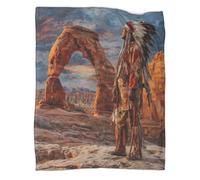 kaiyun Portrait of An Old Native American Warrior, Arched Rock Wall Throws And Patchwork Quilts,80x90inch(200x230cm),Soft Blanket with Pattern