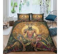 kaiyun Portrait of The Deer Goddess Printed Comforter Cover Set 3D Print Quilt Covers Microfibre Bedding 3 Pcs Set with Pillow Case for Kids Teens Adults King(220x240cm)