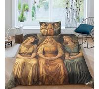 kaiyun Portrait of The Goddess of Fate 3D Effect Printed Duvet Cover Set with Pillow with Zipper Cases 3 Piece Bedding Set Microfibre Easy-Care Single(135x200cm)