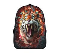 kaiyun Powerful Tiger Childrens Premium Backpack AI Design School Rucksack Travel Bag Boys Girls with Side Mesh Pocket And Zipped Pocket 16 inch