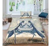 kaiyun Praying Mantis Bedding Set 3D Printed Dancing on The Beach Duvet Cover Soft Microfiber Quilt Cover Comforter Cover 3 Piece for Teens Boys Girls Single（135x200cm）