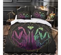 kaiyun Praying Mantis Duvet Cover 3 Pieces Pattern Printed Bedding Bed Linen Sets with Zipper Closure Soft Microfiber Super King（260x220cm）
