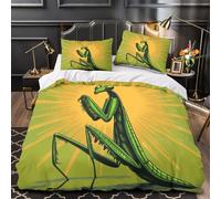 kaiyun Praying Mantis Duvet Cover Set - Bedding Bed Set Sun Rays Cartoon Printed Patterned with Pillowcases, Soft Microfiber Quilt Covers Super King（260x220cm）