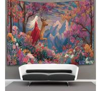 kaiyun Princess with Long White Hair Riding on The Back of A Deer Decorations Tapestry 3D Printing Wall Blanket Wall Hanging for Living Room Bedroom Dorm Decor 70cmx100cm