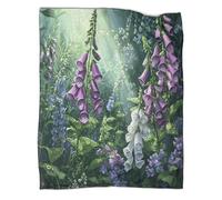 kaiyun Purple And White Foxgloves, Bluebells Blanket 3D Plants Flowers Printed Throws Suitable Teens Adults Soft Plush Suitable for Holiday Bed Sofa 80x90inch(200x230cm)