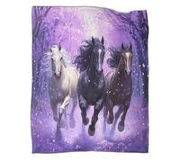 kaiyun Purple Horse Fantasy Art Style Patterned Throw Warm for Camping Outdoor Lightweight for Sofa Bed 80x90inch(200x230cm)