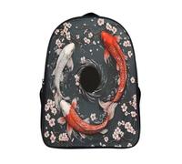kaiyun Red Carp, Silver Carp Children Backpack Black Hole Sakura Rucksack Girls Boys Large Capacity Kids Travel Bag Lightweight for Teenagers Students 16 inch