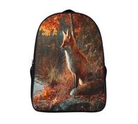 kaiyun Red Fox in Autumn Forest near Lake Backpack for School Kids Elementary Middle Travel Bag Boys Girls Lightweight Schoolbag 39x29x16cm