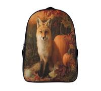 kaiyun Red Fox, Pumpkins And Fallen Leaves Backpack Rucksack Lightweight with School Bag for Boys And Girls Kids Bags Christmas,Back to School Gift,16 inch