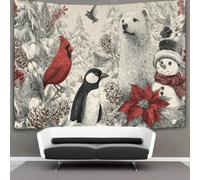 kaiyun Retro Winter Aesthetics, Festive Patterns Tapestry Wall Hanging for Bedroom Home Decor HD Printing Living Room, Dorm 130cmx150cm