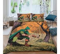 kaiyun Robin Hood Medieval Style Printed Comforter Cover Set 3D Print Quilt Covers Microfibre Bedding 3 Pcs Set with Pillow Case for Kids Teens Adults King(220x240cm)