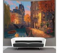 kaiyun Romantic Riverside Street in Paris Tapestry Wall Hanging Bedroom Home Decor 150cmx200cm