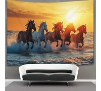 kaiyun Running Horse Tapestry Wall Hanging Flying Out of The Sea Wall Art for Living Room Bedroom Dorm 100cmx150cm