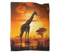 kaiyun Safari Giraffe Sunset Super Soft Blanket | African Wildlife Art Throws | Fluffy And Comfortable Travel Cover,70x80inch(180x200cm)
