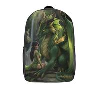 kaiyun Schoolbag A Dragon And A Fairy Sitting in A Dense Forest Lightweight Backpack Teenagers Rucksack Bookbag Casual Daypacks with for Boys Girls 17inch