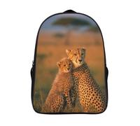 kaiyun Schoolbag Cheetah Mother And Cub Cuddling Tenderly Lightweight Backpack Teenagers Rucksack Bookbag Casual Daypacks with for Boys Girls 16 inch