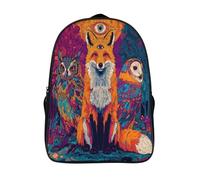 kaiyun Schoolbag Fox with A Third Eye on Its Forehead Lightweight Backpack Teenagers Rucksack Eagle Owl Bookbag Casual Daypacks with for Boys Girls 16 inch