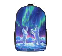 kaiyun Schoolbag Polar Bears Dancing Lightweight Backpack Teenagers Rucksack Arctic Aurora Fantasy Bookbag Casual Daypacks with for Boys Girls 17inch