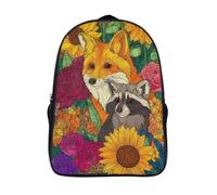 kaiyun Schoolbag The Fox And The Raccoon Sit Among The Roses And Sunflowers Lightweight Backpack Teenagers Rucksack Bookbag Casual Daypacks with for Boys Girls 16 inch