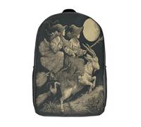 kaiyun Schoolbag The Witch Rides A Goat at Night Lightweight Backpack Teenagers Rucksack Bookbag Casual Daypacks with for Boys Girls 17inch