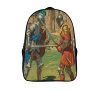 kaiyun Schoolbag Two Medieval Knights Standing Facing Each Other with Swords Drawn Lightweight Backpack Teenagers Rucksack Bookbag Casual Daypacks with for Boys Girls 16 inch