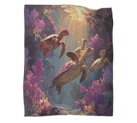 kaiyun Sea Turtles Swim from The Seabed Towards The Sun. Soft And Comfortable 3D Printed Throw Blanket for Kids Adults for Bed Sofa 50x60inch(127x152cm)