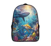 kaiyun Sharks, Turtles And Whales Kids Children's School Backpack Underwater Creatures Bookbags Casual Travel Rucksack Boys Girls Large Capacity Daypack 16 inch