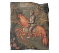 kaiyun Shrimp during The Crusades Pattern Blanket Novel Design Dormitory Soft Comfortable Fluffy Bedding Four Seasons 40x50inch(100x130cm)