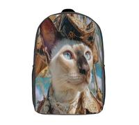 kaiyun Siamese Cat in Pirate Costume Driving A Sailboat Backpack Rucksack Lightweight with School Bag for Boys And Girls Kids Bags Christmas,Back to School Gift,17inch