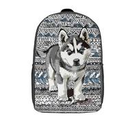 kaiyun Siberian Husky Puppy Children's Backpack,Kids Schoolbag Artistic Tribal Pattern Design Students Bookbag for Boys Girls,17inch