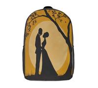 kaiyun Silhouettes of African American Couple Standing in The Moonlight Kids Travel Backpack,Large Capacity Bag For Girls Boys Teenagers Breathable Design Bookbag 17inch