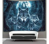 kaiyun Silver Full Moon And Dark Twisted Trees Tapestry Beautiful Wolf Portrait Wall Hanging Tapestries for Bedroom Living Room Apartment Dorm Decorations Wall Art Decor 70cmx100cm