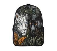 kaiyun Silver Jaguar in The Jungle Backpack Rucksack Lightweight with Obsidian Leopard School Bag for Boys And Girls Kids Bags Christmas,Back to School Gift,16 inch