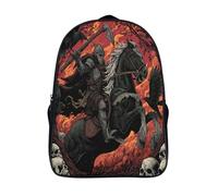 kaiyun Skeleton Riding A Black Horse And Wearing Armor Children's Backpack,Kids Schoolbag Students Bookbag for Boys Girls,16 inch