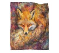 kaiyun Sleeping Fox Blanket,Soft,Comfortable And Warm,3D Fantasy Art Illustration Pattern,Suitable for Home And Camping,50x60inch(127x152cm)