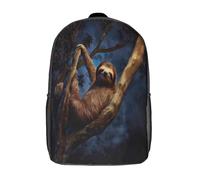 kaiyun Sloth on Branch Backpacks Kids Night Forest Art Style Schoolbag with Adjustable Shoulder Strap Casual Daypack Sports Gym Outdoor 17inch