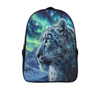 kaiyun Snow Leopard Backpacks Kids Northern Lights Schoolbag with Adjustable Shoulder Strap Casual Daypack Sports Gym Outdoor 16 inch