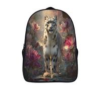 kaiyun Snow Leopard Standing Among Lotus Flowers Children's Backpack,Kids Schoolbag Students Bookbag for Boys Girls,16 inch