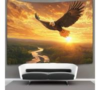 kaiyun Soaring over The Winding River Tapestry Eagle Wall Hanging Tapestries for Bedroom Living Room Apartment Dorm Decorations Wall Art Decor 150cmx200cm