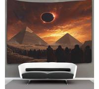 kaiyun Solar Eclipse Over The Pyramids Tapestry,Egyptian Crowd Tapestry for Wall Hanging,Tapestry for Bedroom Aesthetic Tapestry Home Decorationfor Living Roombedroom 150cmx200cm
