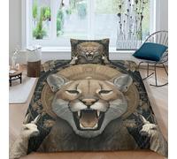kaiyun South American Puma, Camel 3D Printed Duvet Cover Microfibre for Kids Teens Adults Soft Quilt Covers Easy Care Bedding Sets with Pillowcase Single（135x200cm）