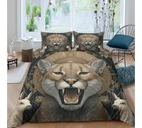 kaiyun South American Puma, Camel Duvet Cover 3D Printed Bedding Set 3Pcs Microfiber Quilt Cover, with Pillowcase Comforter Cover Adults And Teens Double（200x200cm）