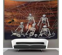 kaiyun Spooky Skeleton Style Tapestry Wall Hanging Halloween Decor Art for Bedroom Living Room Dorm Decor 100cmx150cm